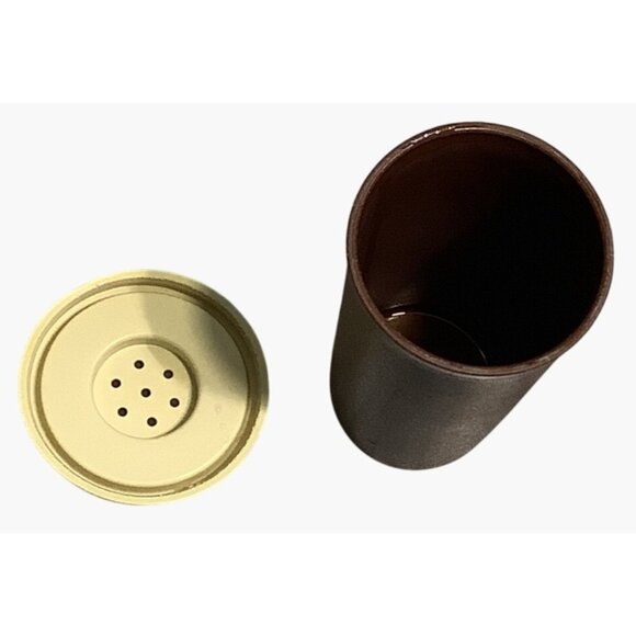 Vintage Tupperware Salt Pepper Shakers #1329 Flip Lids Brown Beige 4.5" Tall - Picture 5 of 7